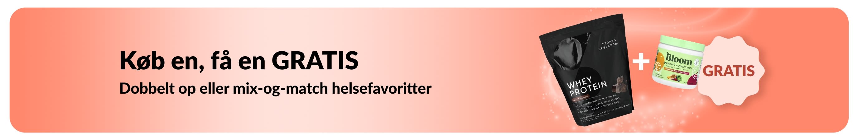 iHerb-kampagnebanner med tilbuddet køb en, få en gratis på helsefavoritter, inklusive probiotiske kosttilskud og en pipetteflaske.