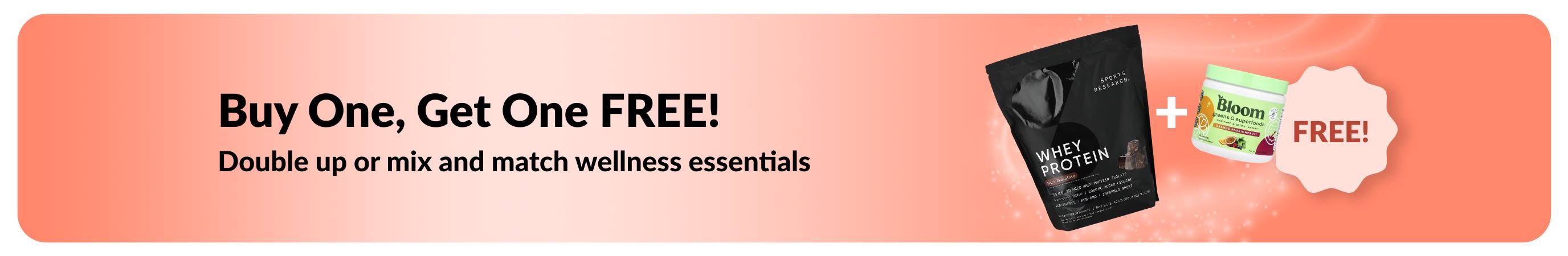 iHerb promo banner offering buy one get one free on wellness essentials.