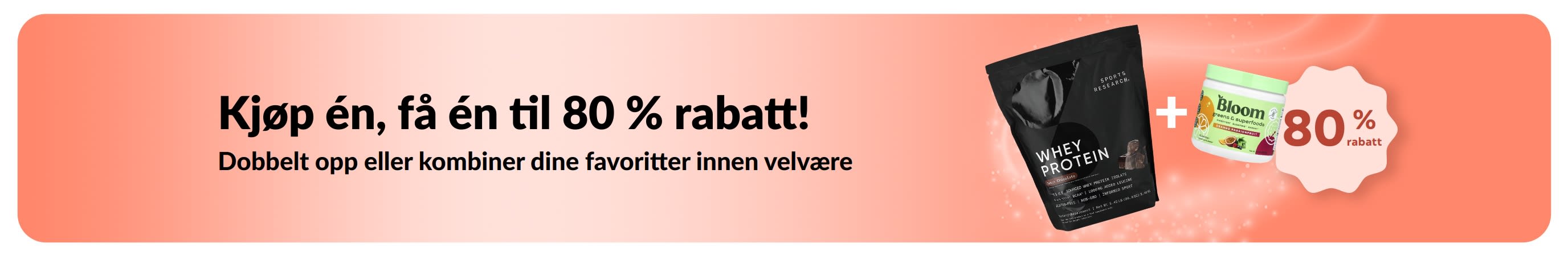 Kjøp én, få den andre med 80 % rabatt på velværeprodukter