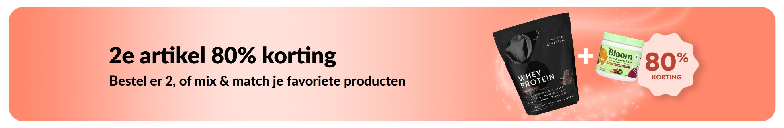iHerb-promotiebanner met een aanbieding: koop één wellnessproduct en krijg het tweede met 80% korting