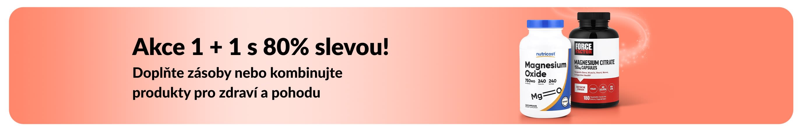 Promo banner iHerb nabízející akci 1 + 1 s 80% slevou na produkty pro zdraví a pohodu.