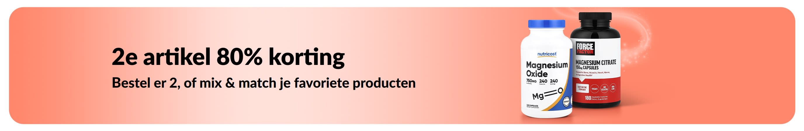 iHerb-promotiebanner met een aanbieding: koop één wellnessproduct en krijg het tweede met 80% korting