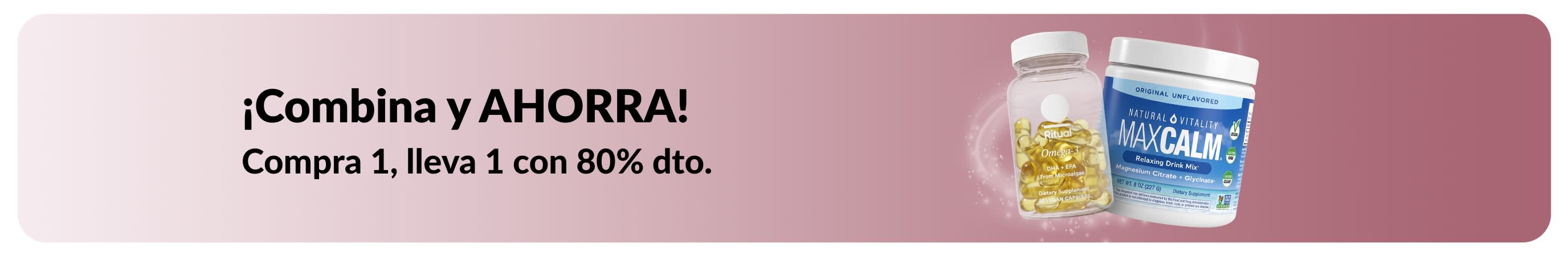 Banner de iHerb con la oferta de “Compra uno, lleva otro con 80% de dto.” en esenciales para el bienestar.