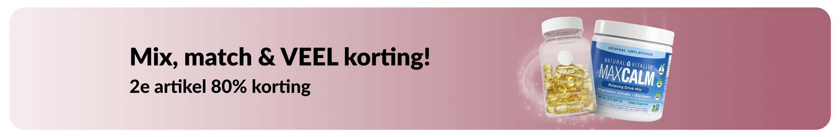 iHerb-promotiebanner met een actie: 2e artikel  80% korting.