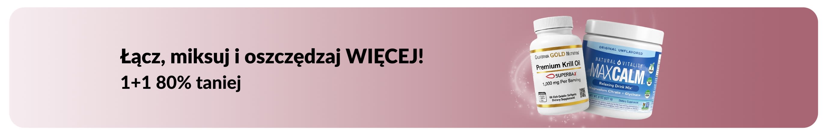 Baner promocyjny iHerb: Druga sztuka 80% TANIEJ na produkty dla zdrowia.