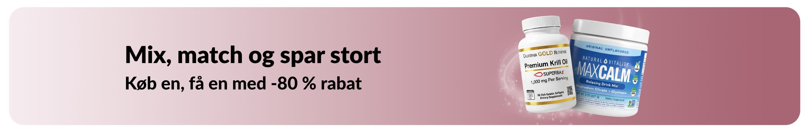 iHerb-kampagnebanner med tilbud om køb en, få en med -80 % rabat på helsefavoritter.