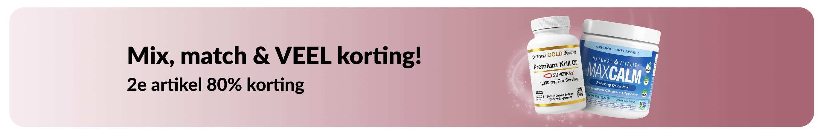 iHerb-promotiebanner met een actie: 2e artikel  80% korting.