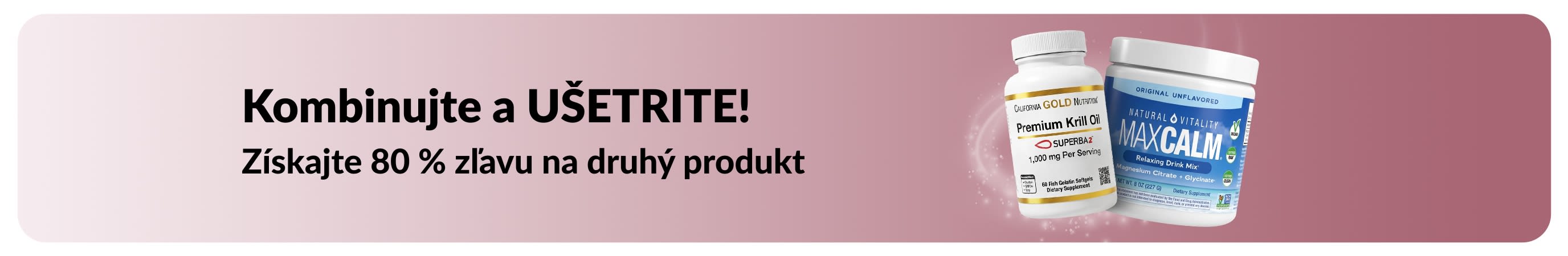 iHerb baner propagujúci 80 % zľavu na druhý produkt pre zdravie a pohodu.