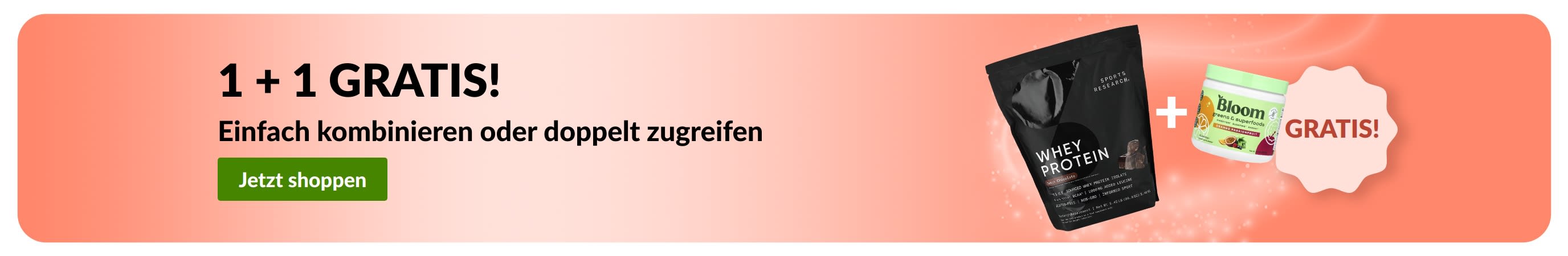 iHerb Werbebanner mit dem Angebot „Kaufe eins und erhalte eins gratis“ für Gesundheitsprodukte wie probiotische Nahrungsergänzungsmittel und Seren.