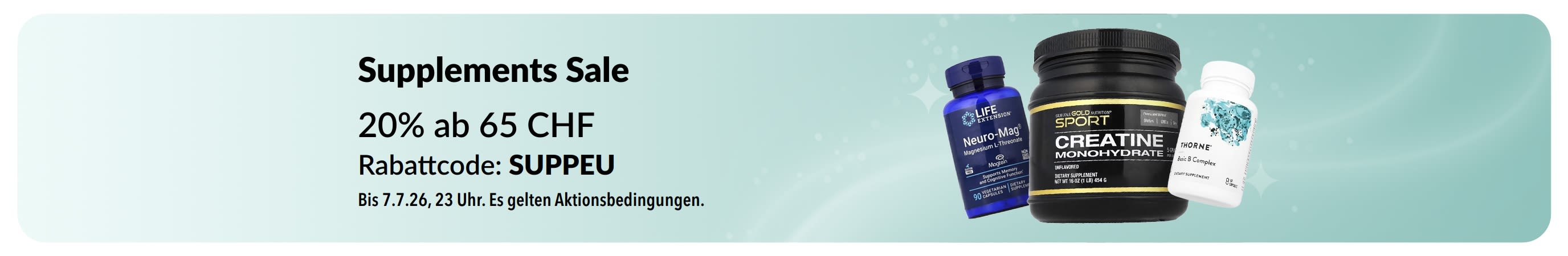 Supplements Sale: Bis zu 20% Rabatt mit Code SUPPEU.