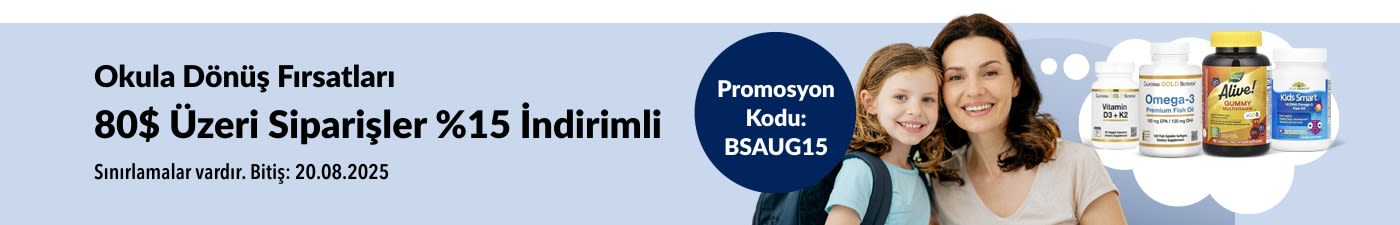 Okula Dönüş Fırsatları  – 80$ Üzeri Alışverişler %15 İndirimli.  Kod: BSAUG15