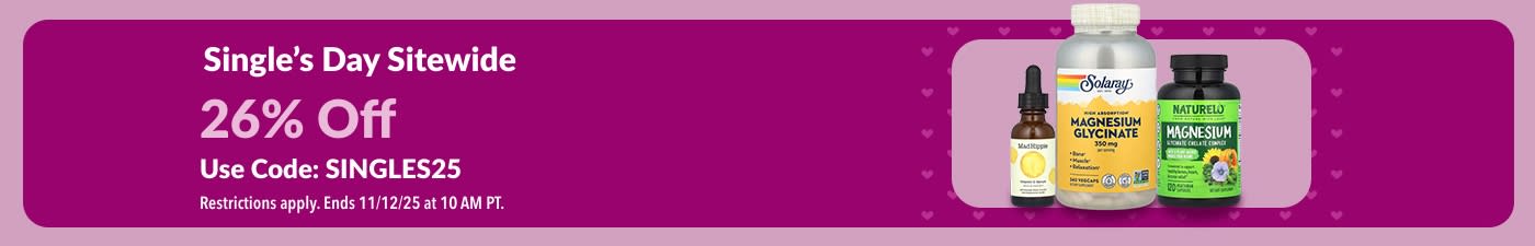 Single’s Day sitewide sale — get 26% off your order at iHerb with code SINGLES25.