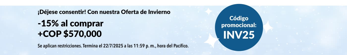 ¡Aprovecha la Oferta de Invierno! -15% al comprar +COP $570,000 con el código: INV25.
