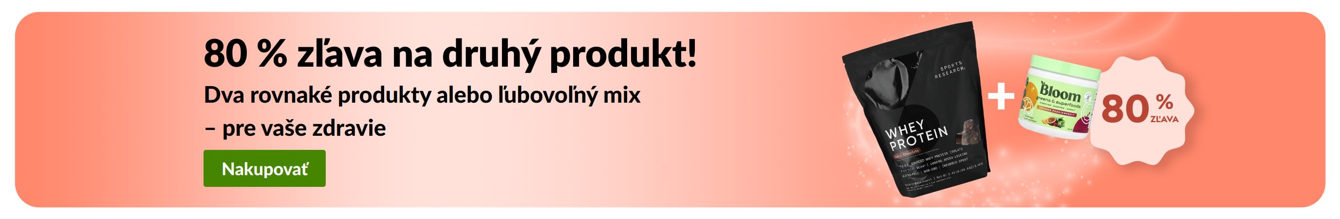 Propagačný baner iHerb s 80 % zľavou na druhý produkt pre zdravie.