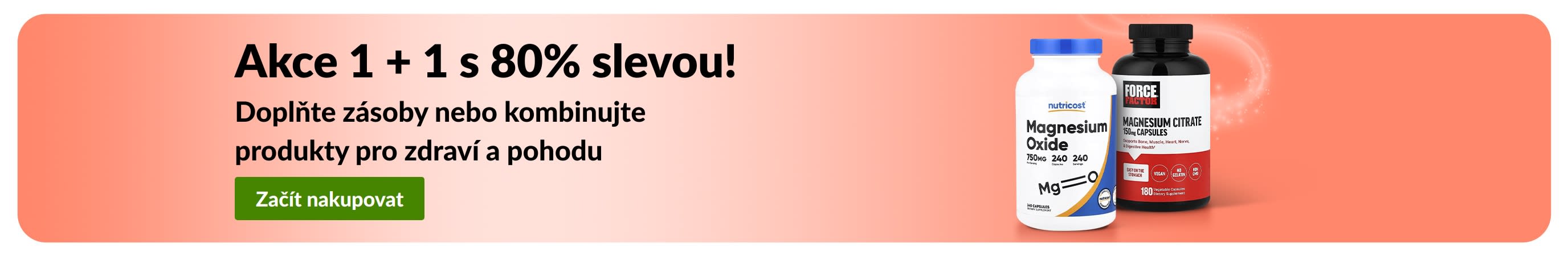 Promo banner iHerb nabízející akci 1 + 1 s 80% slevou na produkty pro zdraví a pohodu.