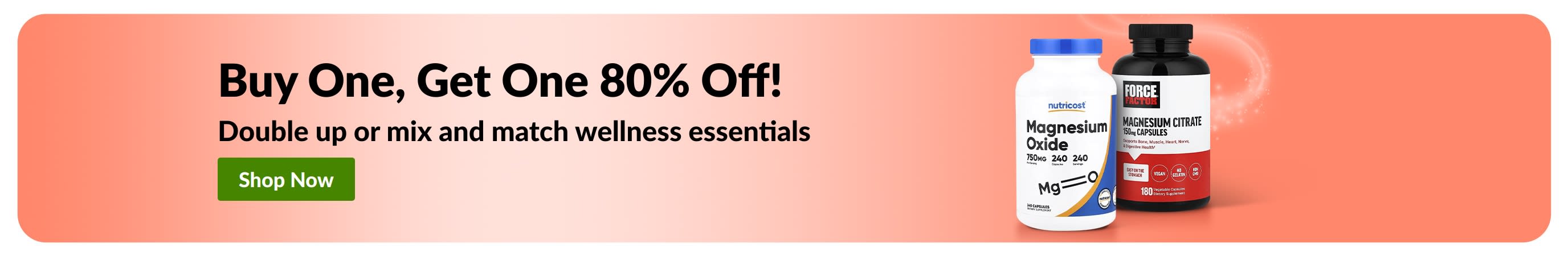 iHerb promo banner offering buy one get one 80% Off on wellness essentials.