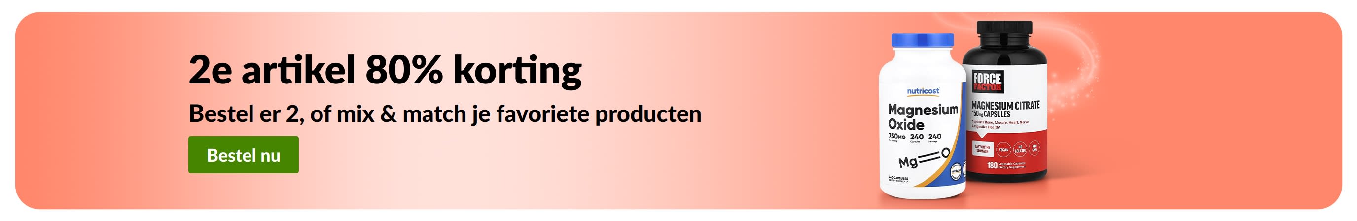 iHerb-promotiebanner met een aanbieding: koop één wellnessproduct en krijg het tweede met 80% korting