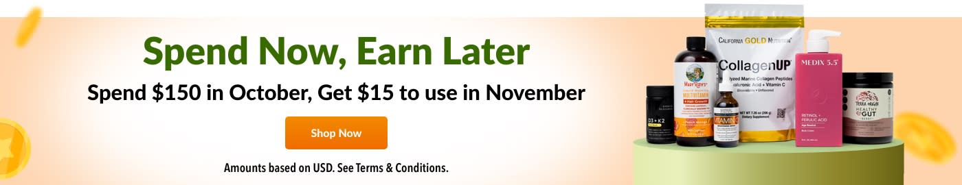 Spend $150 in October, Get $15 to use in November