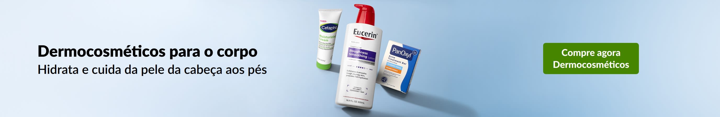 Cuidados dermatológicos para o corpo que hidratam a pele da cabeça aos pés. Explore produtos dermocosméticos.