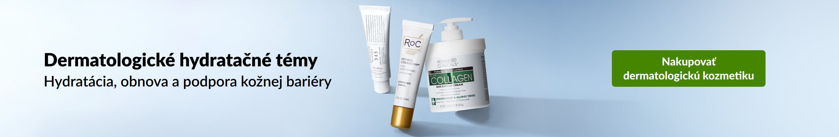 Dermatologické hydratačné témy pre hydratáciu, obnovu a podporu kožnej bariéry. Nakupovať dermatologickú kozmetiku.
