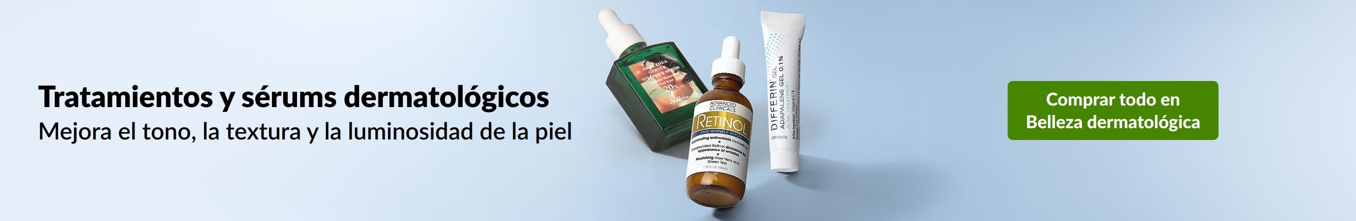 Tratamientos y sérums dermatológicos para mejorar el tono, la textura y la luminosidad de la piel. Compra belleza dermatológica.