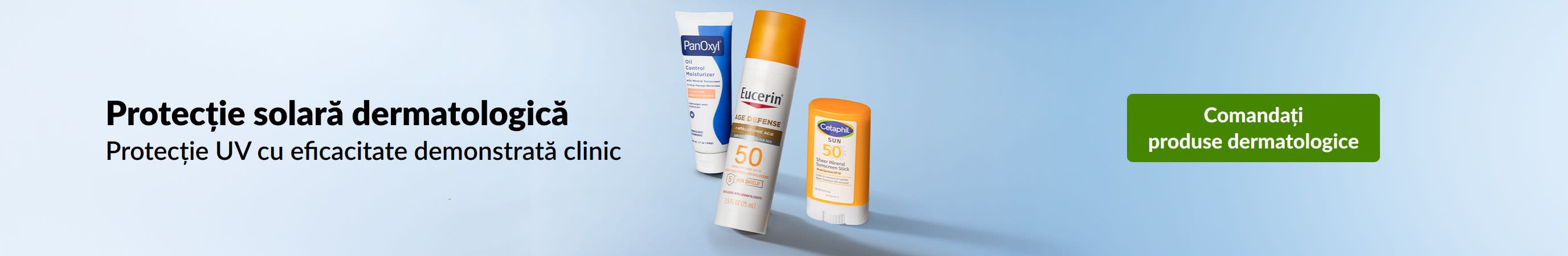 Produse dermatologice de protecție solară, cu protecție UV susținută clinic. Comandați produse dermatologice.