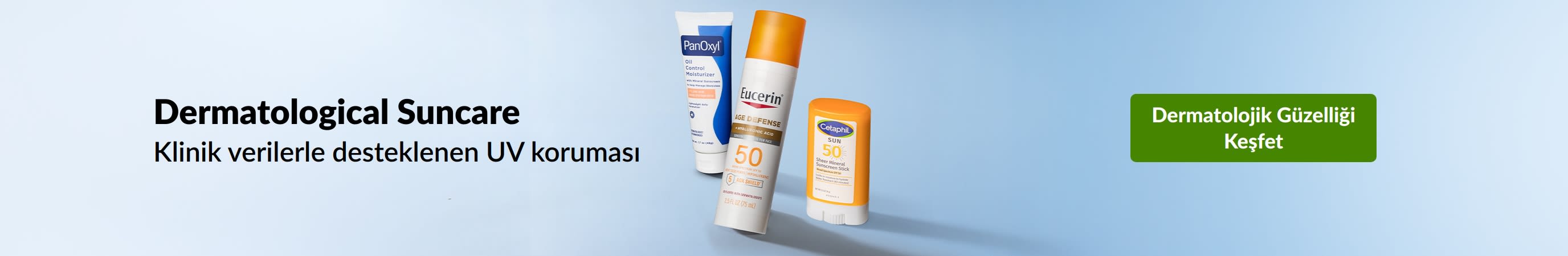 Klinik verilerle desteklenen UV koruması sunan dermatolojik güneş bakım ürünleri.