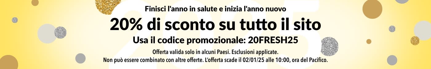 FINISCI L'ANNO IN SALUTE 20% DI SCONTO SU TUTTO IL SITO