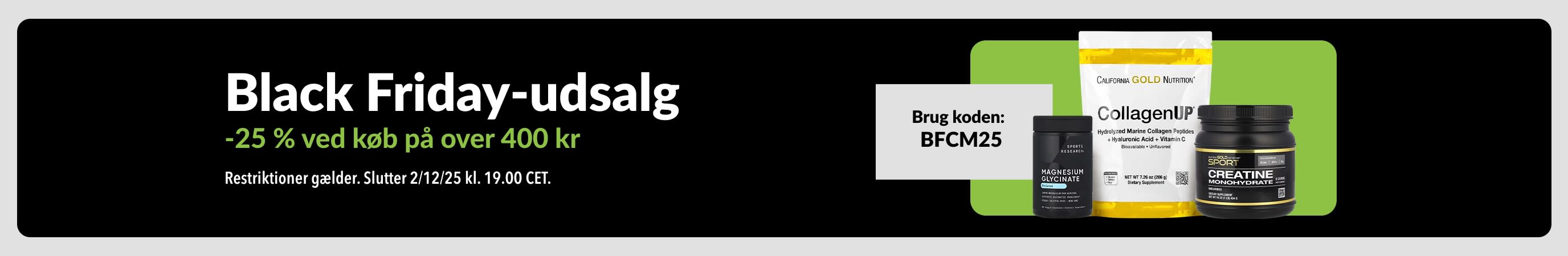 Black Friday-udsalg med 25% rabat ved køb på over 400 kr. Brug koden BFCM25. Indeholder kosttilskud.