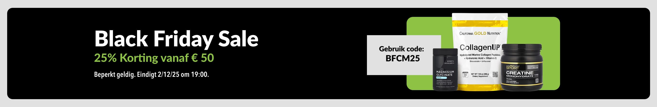Black Friday Sale – 25% Korting vanaf € 50. Gebruik kortingscode BFCM25 voor supplementen.