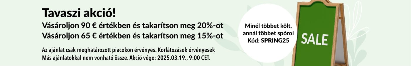 TAVASZI AKCIÓ. AKÁR -20% A SPRING25 KÓDDAL