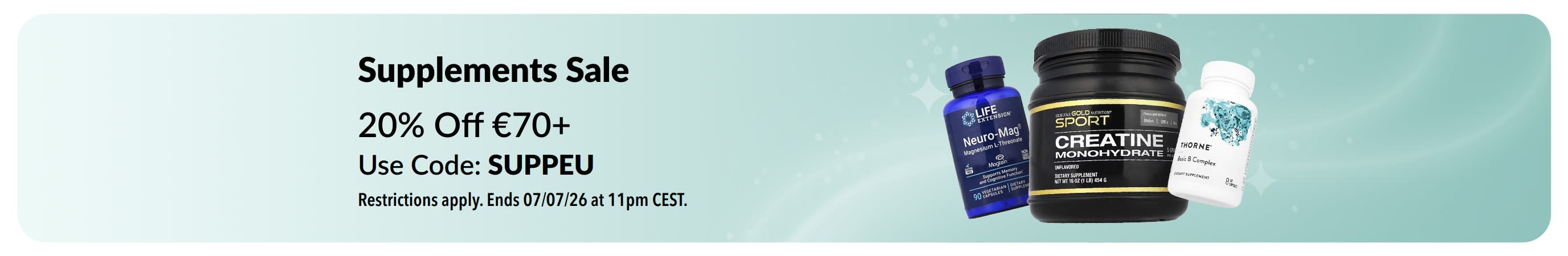 Supplements Sale: Up to 20% Off with code SUPPEU.