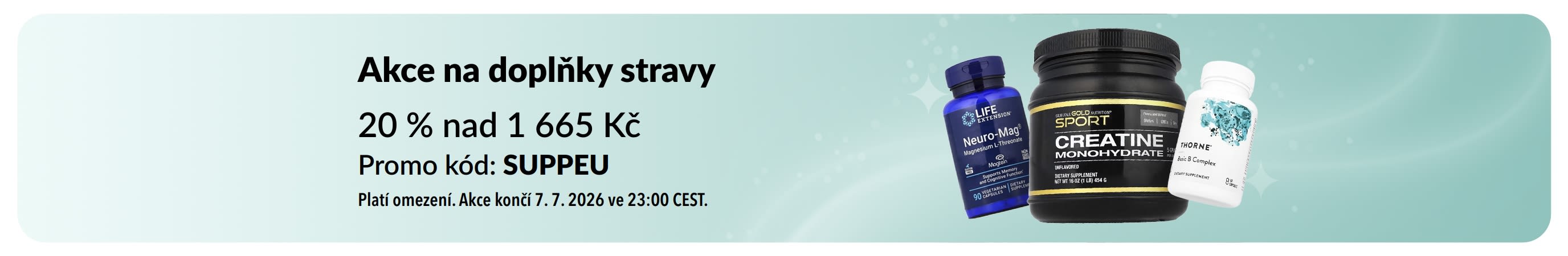 Akce na doplňky stravy: až -20 % s kódem SUPPEU.