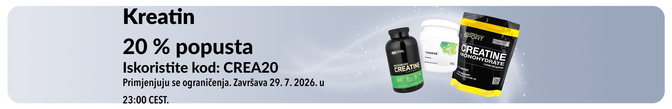 Reklamni natpis koji promovira 20 % popusta na kreatin