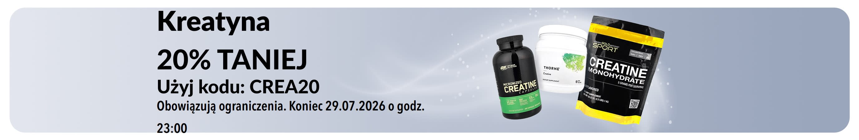 Baner promocyjny: 20% zniżki na kreatynę