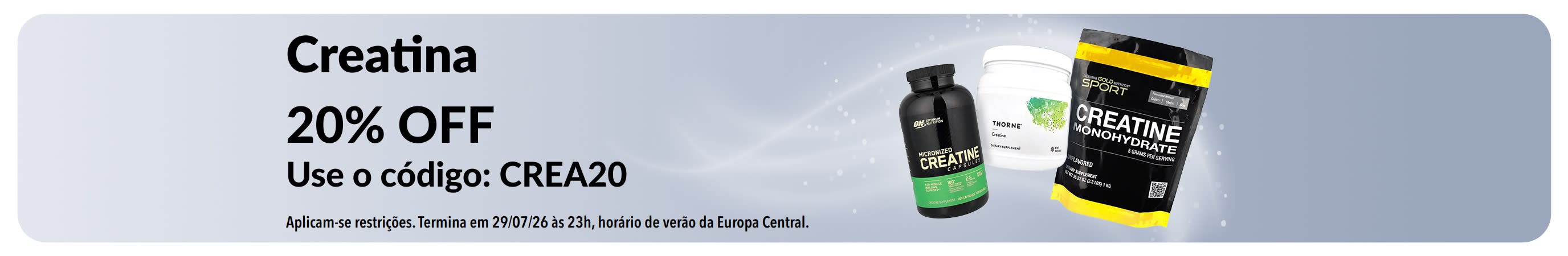 Banner com 20% OFF em creatina