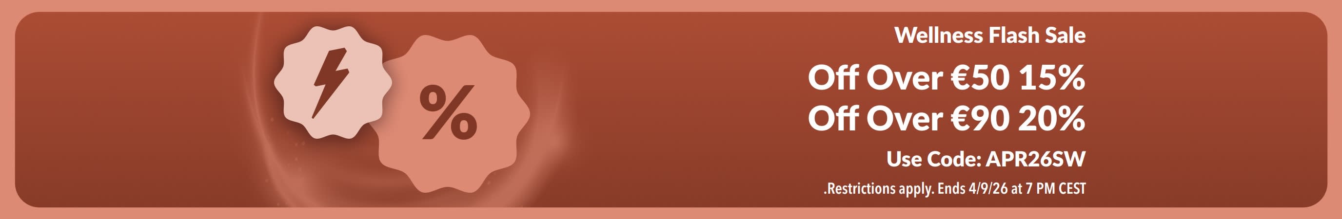 iHerb wellness flash sale banner offering a discount with code APR26SW.