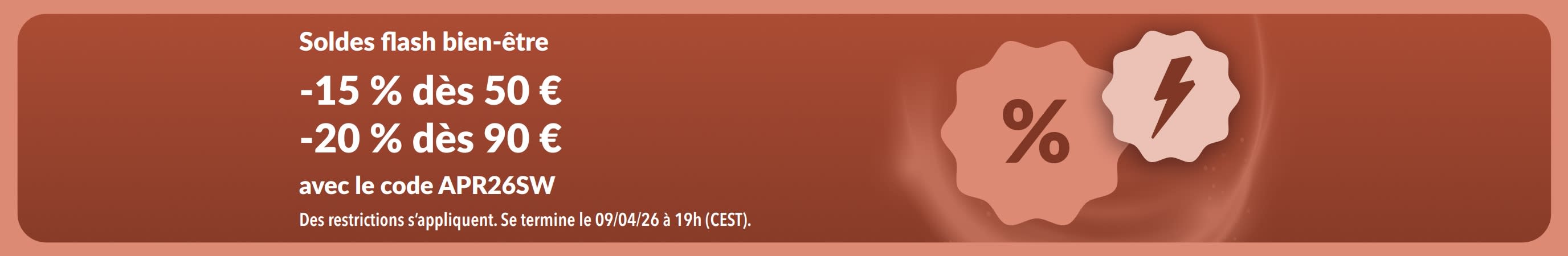 Bannière iHerb bien-être offrant une réduction avec le code APR26SW.