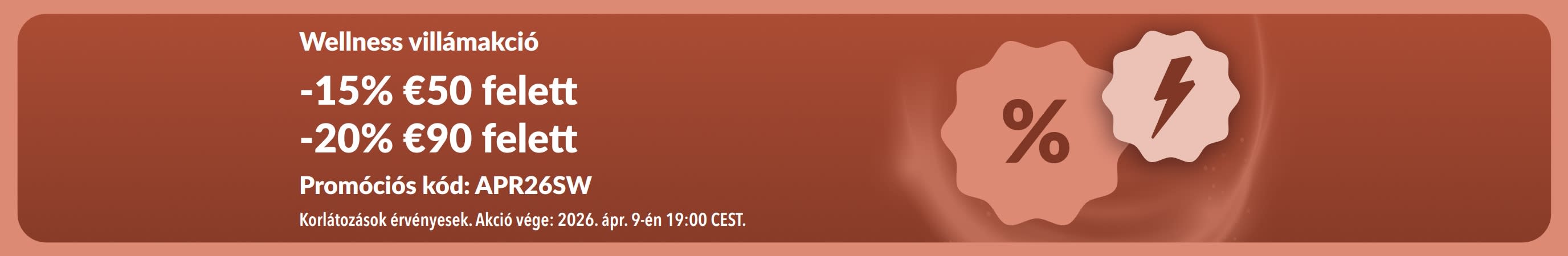 iHerb wellness villám akciós banner, amely kedvezményt kínál az APR26SW kóddal.