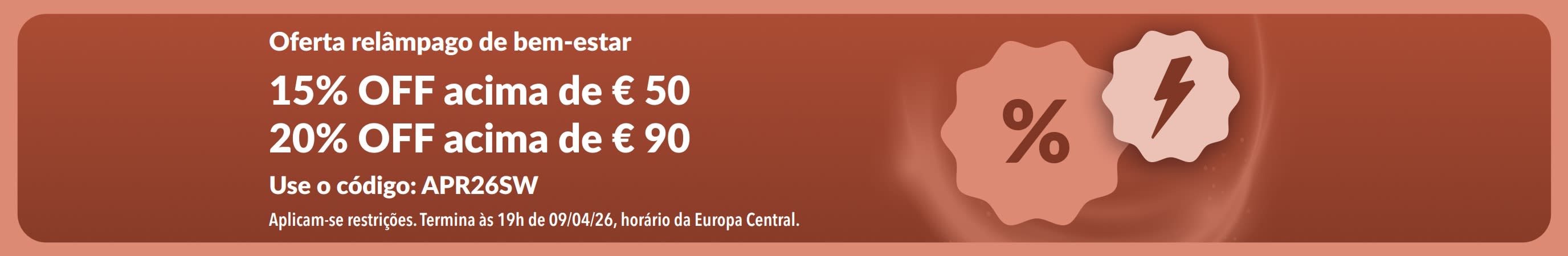 Banner oferta de relâmpago de bem-estar da iHerb com desconto usando o código APR26SW