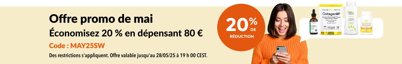 -20 % pour 80 € d'achats Offre promo de mai