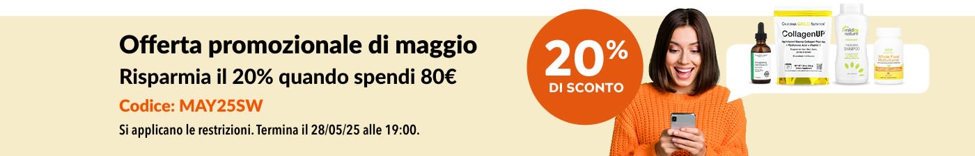 20% di sconto su 80€ - Offerta promozionale di maggio