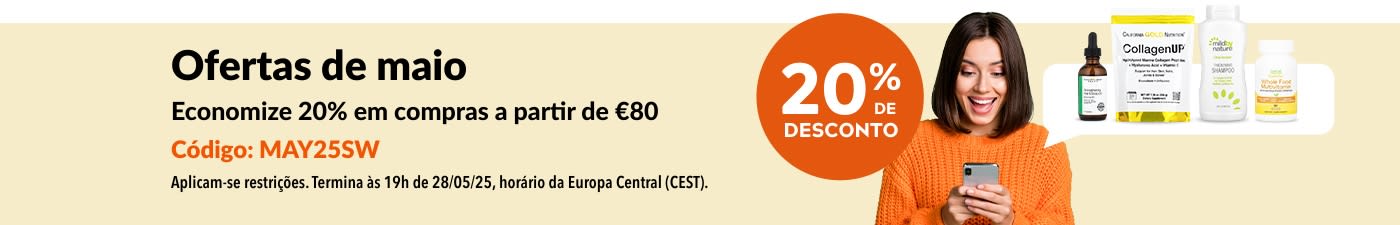 20% OFF €80 Ofertas de maio