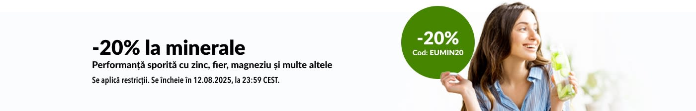 -20% la minerale — zinc, fier, magneziu și multe altele — cu codul EUMIN20.