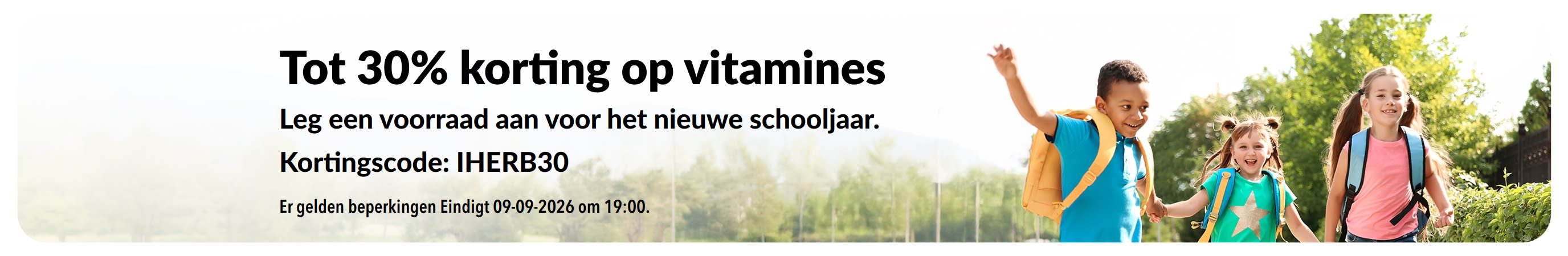 Weer naar school - tot 30% korting op vitamines