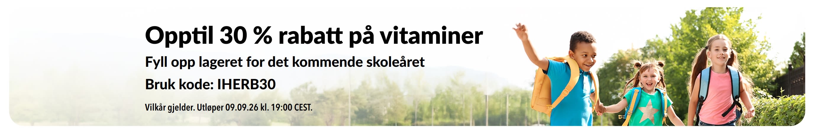 Opptil 30 % rabatt på vitaminer til skolestart