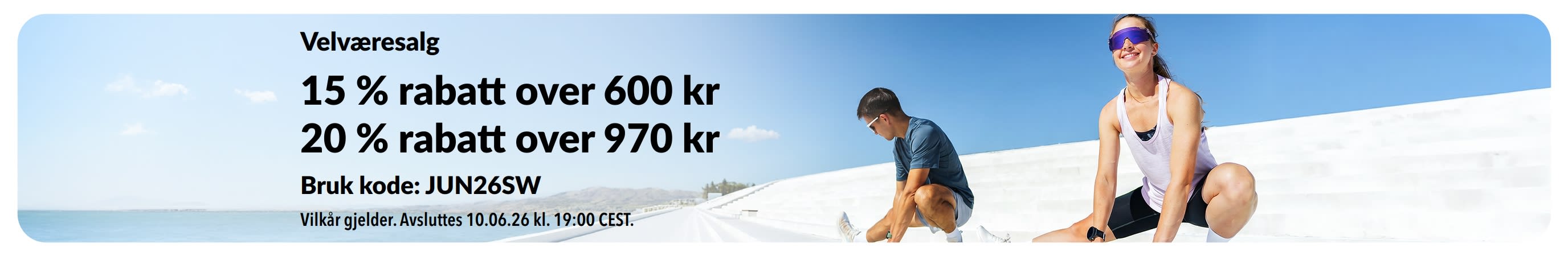 Velværesalg: 15 % rabatt over 600 kr og 20 % rabatt over 970 kr