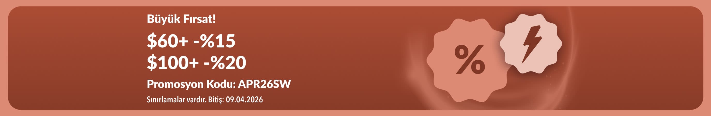 iHerb iyi yaşam kampanyası, 60$ ve üzeri alışverişlerde %15, 100$ ve üzeri alışverişlerde %20 indirim sunuyor; APR26SW koduyla iyi yaşam rutininize avantaj katın