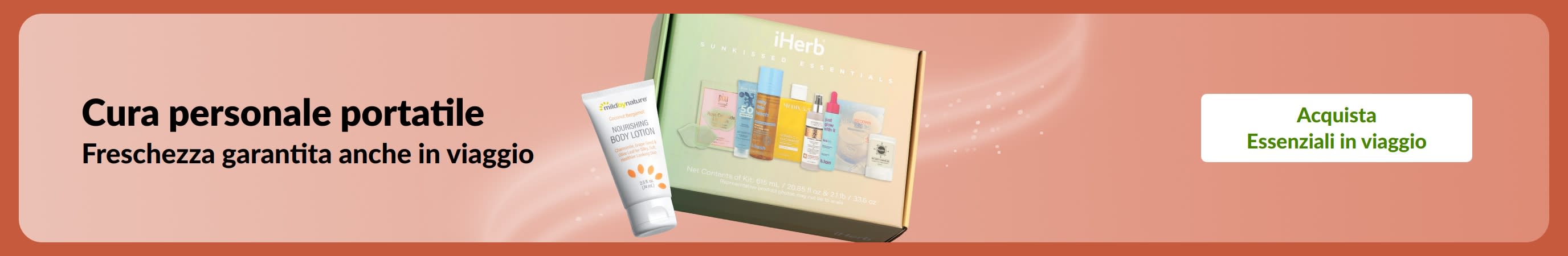 Cura personale portatile: freschezza garantita anche in viaggio con prodotti per la cura della pelle, del corpo e gli essenziali di ogni giorno.