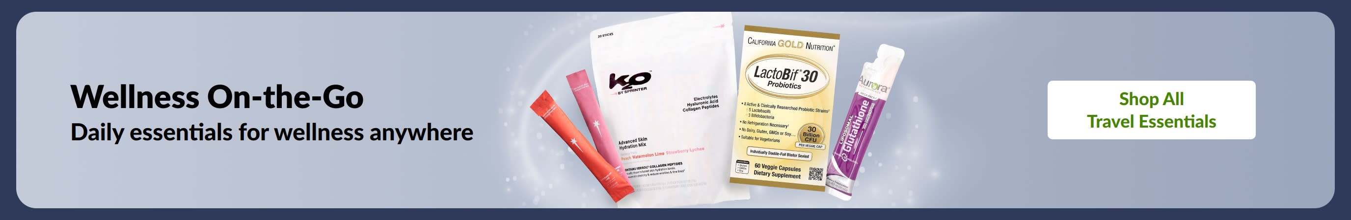 Wellness On-the-Go: Daily wellness essentials, including supplements and probiotics, for health support anywhere.